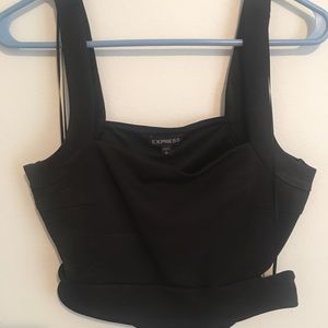 Black backless crop top